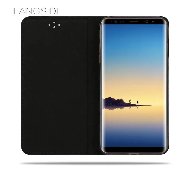 LANGSIDI брендовый бизнес-узор флип-чехол для телефона чехол для samsung Note 8 9 fundas полностью ручной работы kicstand для galaxy s8 s9 s10e