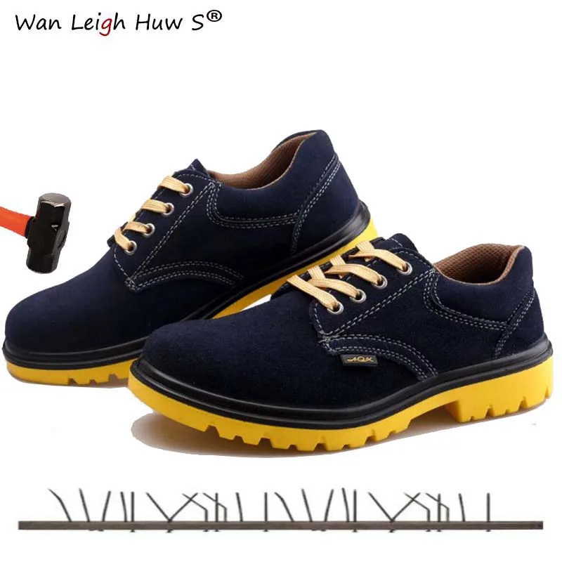 

Men Steel Toe Cap Boots Genuine Leather Breathable Labor Insurance Beef Tendon Puncture Proof Casual Boot Mens Safety Work Shoes