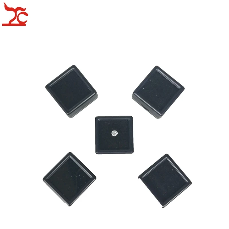 5Pcs Plastic Loose Diamond Display Package Box Square Gem Stone Case Foam Pad Diamond Storage Box 3*3*2cm