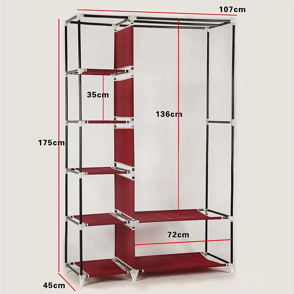 175 см портативный шкаф Органайзер для хранения одежды шкаф для обуви Полки