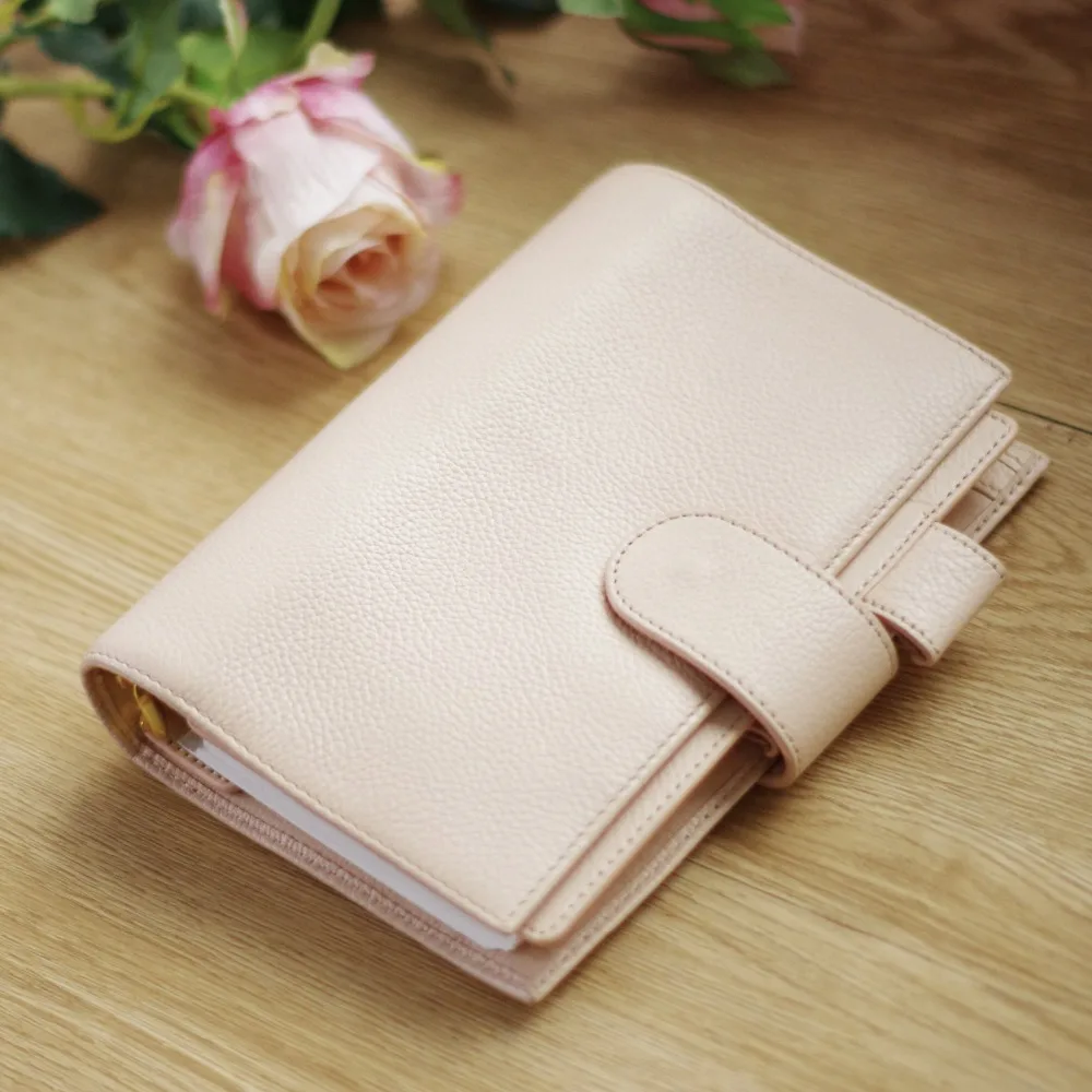 A6 Yiwi 100 Genuine leather Notebook Handmade Gold Spiral Notebook