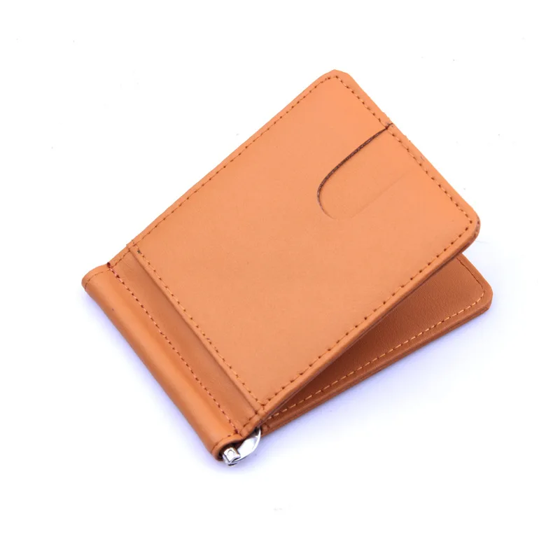Тонкий бумажник Billfold для мужчин зажимы для денег из натуральной кожи Двойные открытые зажим для кредитные карты наличные держатель сплошной черный красный синий - Цвет: Хаки