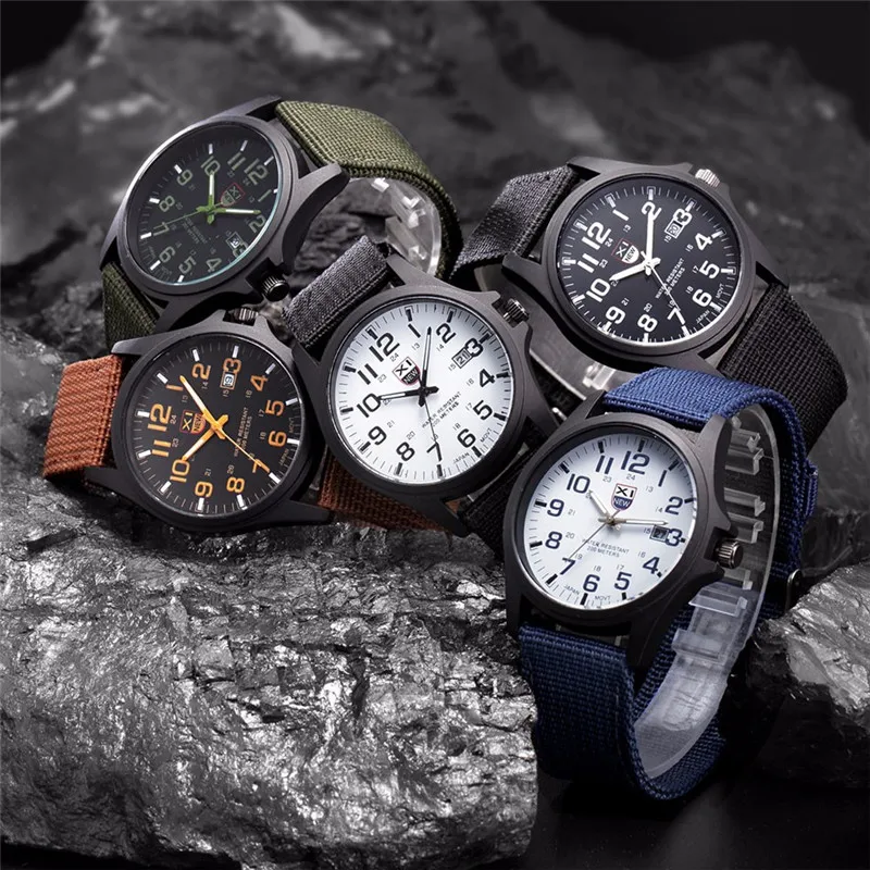 

Mens Date Stainless Steel Military Sports Analog Quartz Army Wrist Watch BK