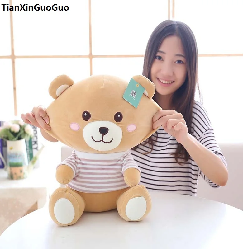 

large 45cm lovely bear plush toy dressed cloth bear very soft cotton doll throw pillow toy birthday gift s0822
