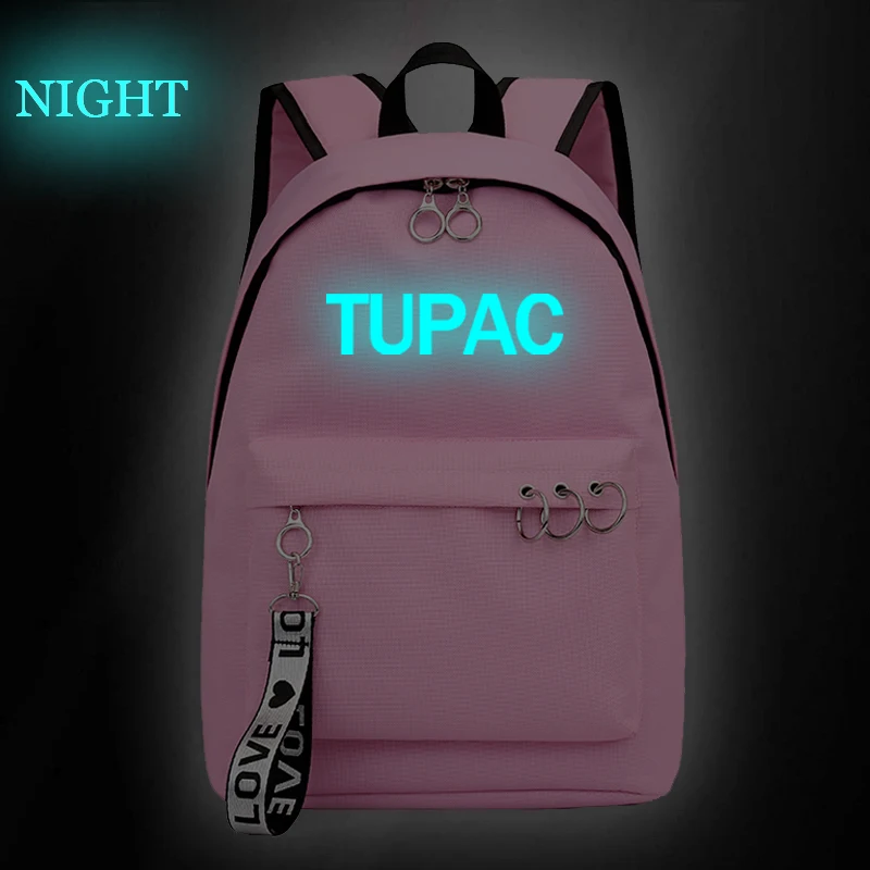 

New Tupac Luminous Bags Fashion Women's Backpacks School College Bookbag Teens Girls Bag Casual Laptop Backpack Travel Rucksack