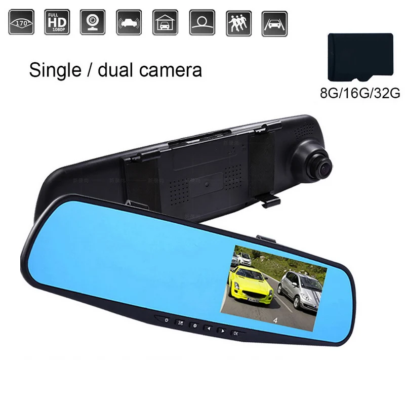 New Car DVR Camera Dual Lens Mirror Rear View Full HD 1080P Video Driving Recorder Night Vision Loop Recording Dash Cam | Автомобили и