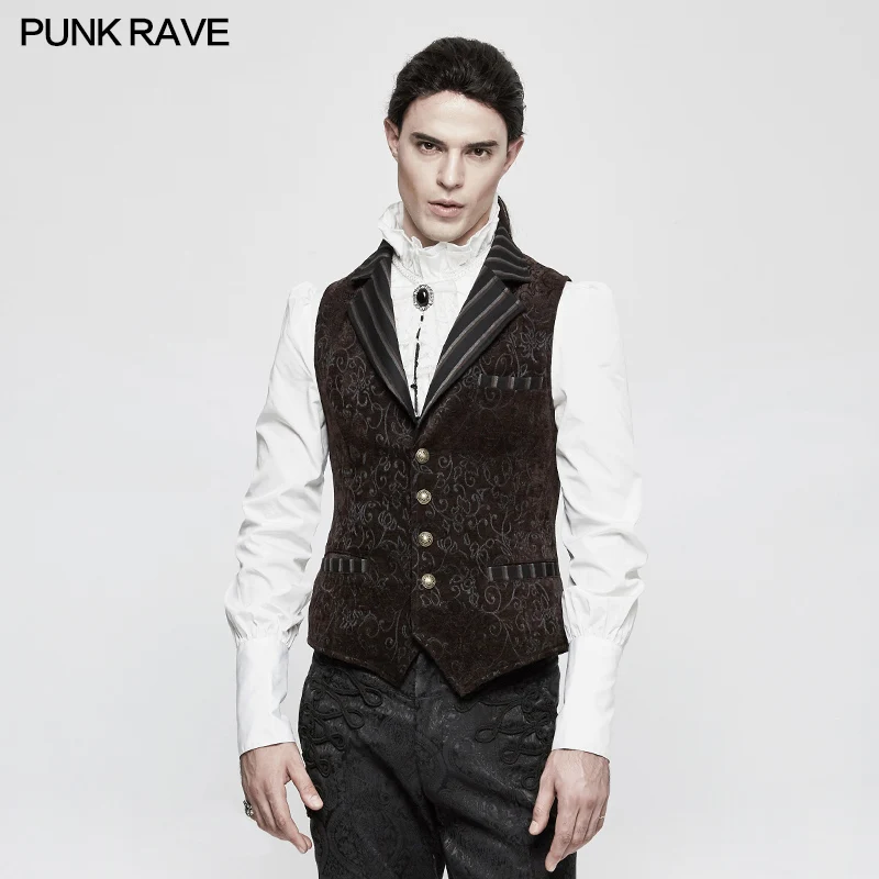 

Punk Ravevest Men Vest Steampunk Vintage Lapel Jacquard Palace Retro Men's Vest Waistcoat Gothic Sleevess Vest