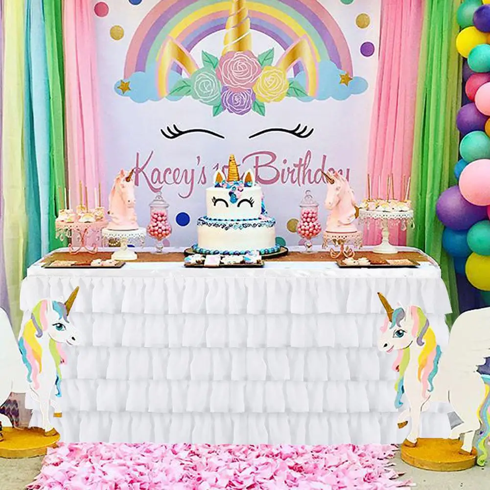 TPFOCUS 5 Layers Wavy Spliced Chiffon Table Skirt for Wedding Birthday Party Decoration