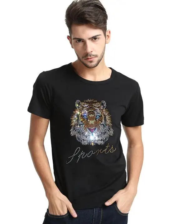 Goede Luxe ontwerp van Diamanten 100% Katoen Heren top tees Designer mannen t shirt