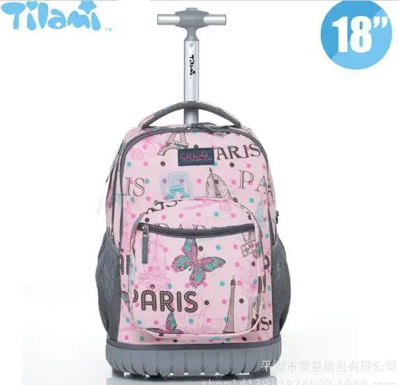 

18 Inch Wheeled Backpack For Kids School Backpack On Wheels Trolley Backpacks Bag For Teenagers Children School Rolling Backpack