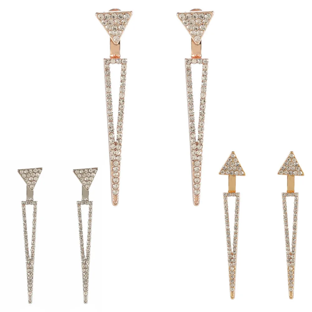 

HOT Latest Fashion Art Deco Triangular Double Drop Earrings Bridal Earrings Jewelry Famous Brand