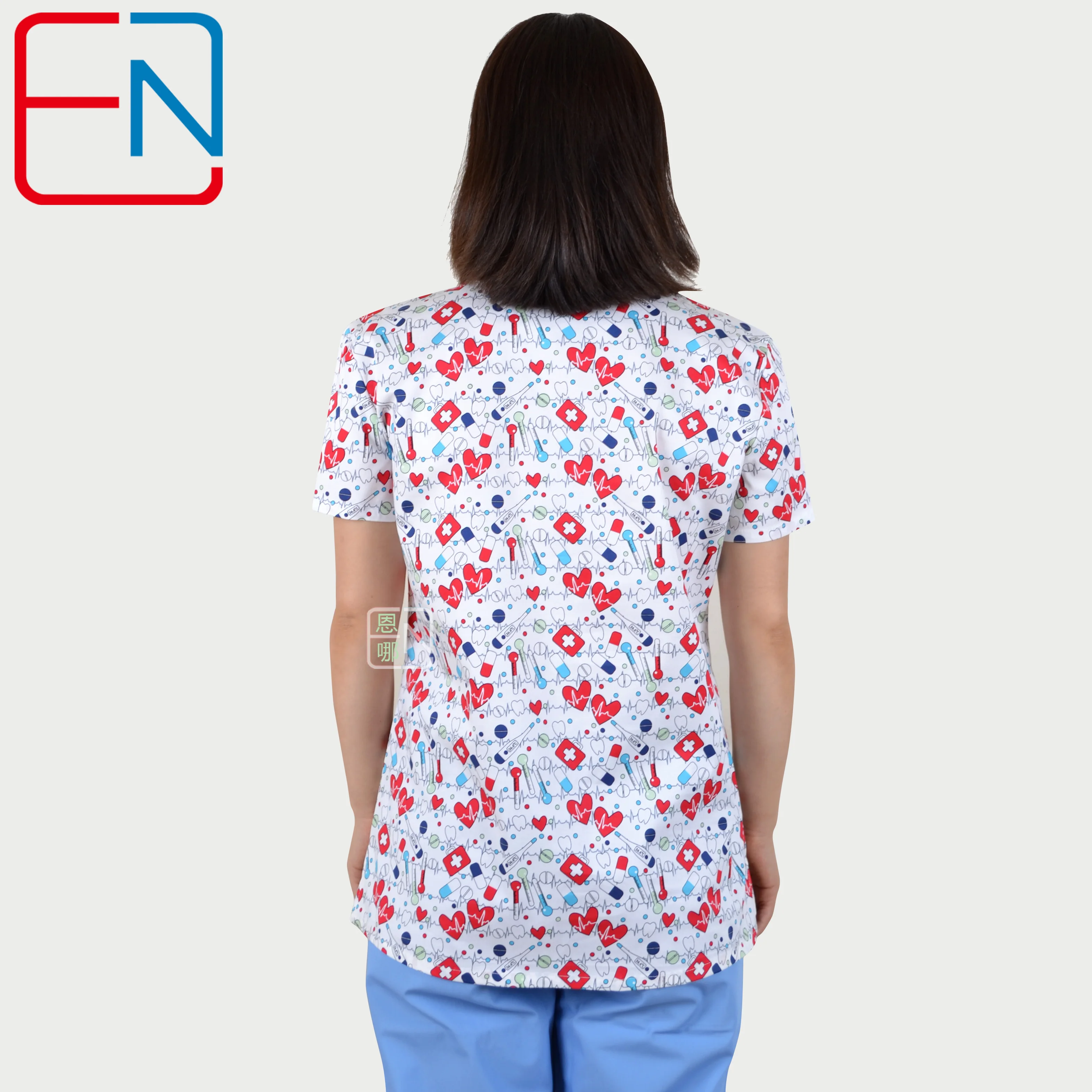 medical scrub tops with stretchy material XXS-3XL