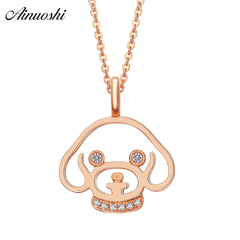 

AINUOSHI Cute 18K Rose Gold Diamond Pendant Women 0.025ct Diamond Dog Head Pendants for Necklace Fine Jewelry Anniversary Gift