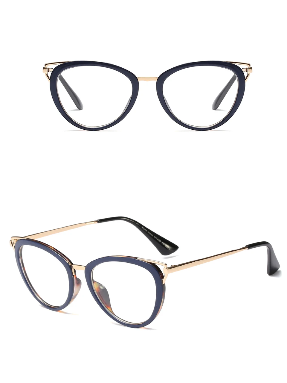 Peekaboo прозрачные линзы модные женские очки Ретро золото металлические оптические очки кошачий глаз для женщин Красный Леопард подарочные