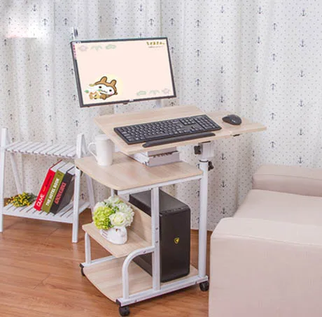 

Adjustable rotation tilt Multifunction Notebook table Study Computer Desk with 3-layer storage space roller Keyboard mouse board