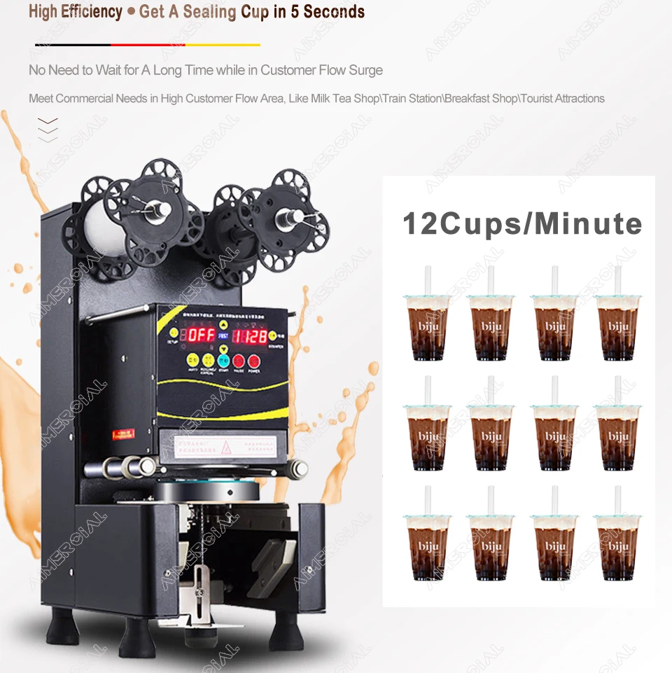 RC995S electric cup sealing machine Bubble tea machine Commercial Cup sealer seal 7/7.5/8.8/9/9.5cm PP/PC/PE cup