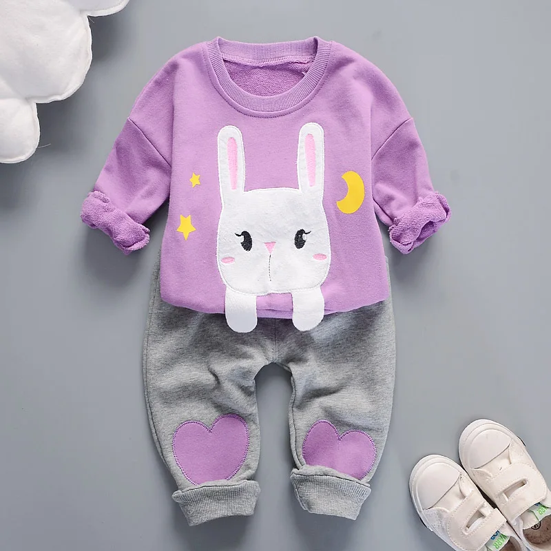 

Baby Girl Clothes Spring autumn Korean Fashion Cartoon Rabbit Long Sleeve Top+Pants 2Set Baby Boy Outfits Kids Bebe Jogging Suit