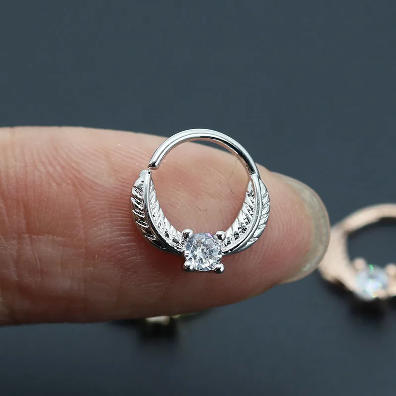 Fashion Sexy Nose Rings Septum Jewelry Cartilage Earrings Cubic Zircon Silver Rose Gold 8mm Body Piercing Multi-use Rings Women3