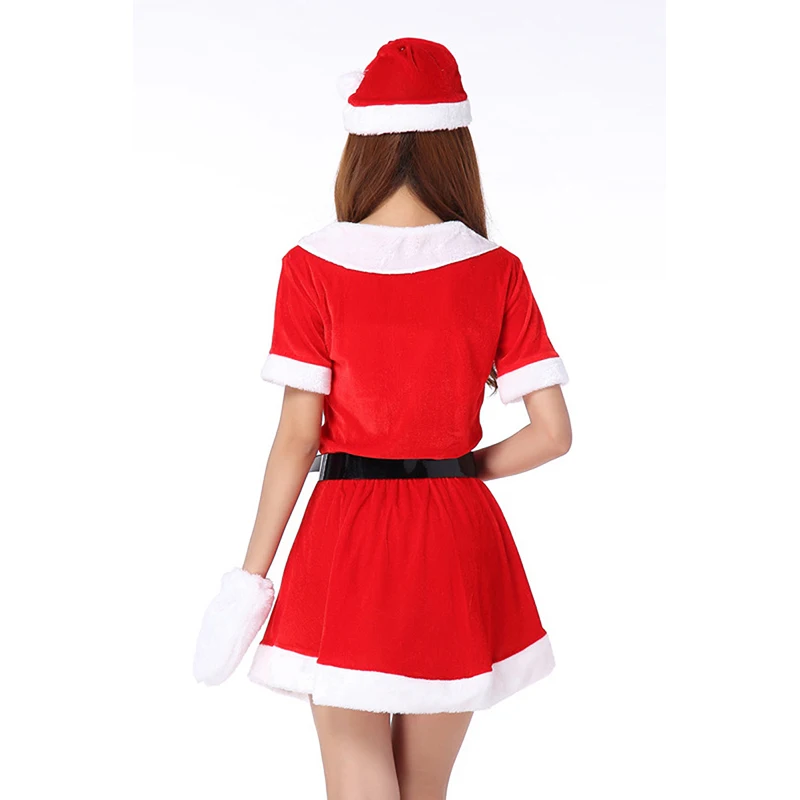 Рождественский новогодний костюм, Комбинезоны для женщин, сексуальные красные короткие платья для взрослых, Женская праздничная одежда, Униформа, платье, шапка, перчатки