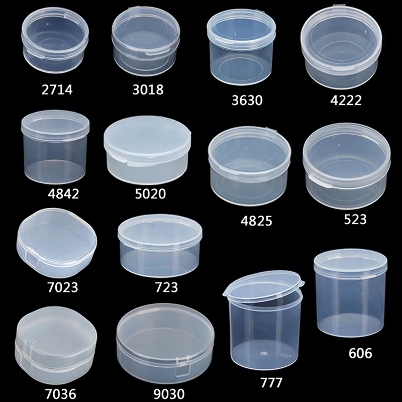 10pcs Round Clear Plastic Containers Beads Crafts Jewelry Display Storage Boxes Case