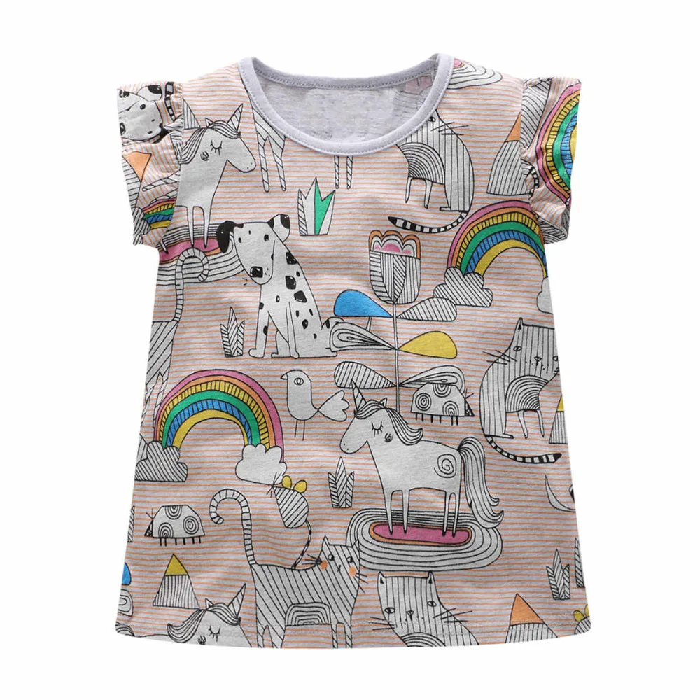Летние топы для девочек; Детские футболки; одежда для малышей; коллекция 2018 года; брендовые футболки с клубничкой; детская футболка из 100%