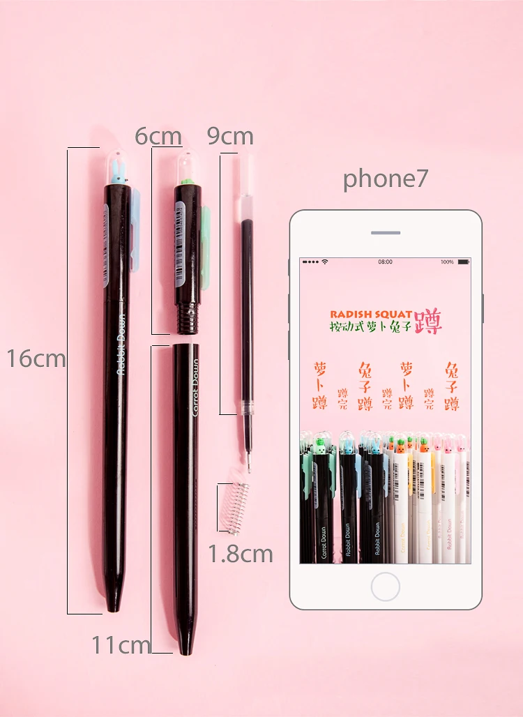 JIANWU 4pcs/set Cute cartoon Radish and rabbit gel pen modelling neutral pen school stationeries pens lot