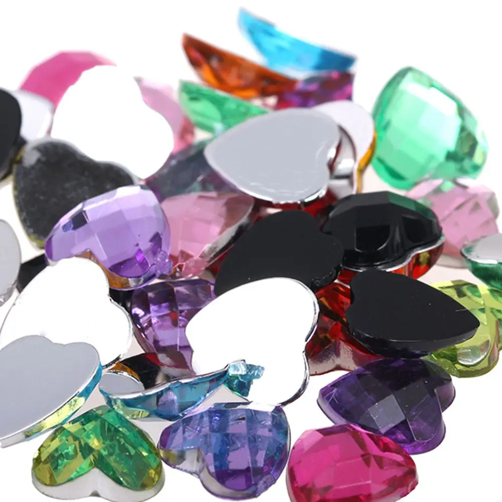 Fashion DIY Craft Gems Clothing Accessories Heart Shaped Flat back Earth Face Acrylic Rhinestone