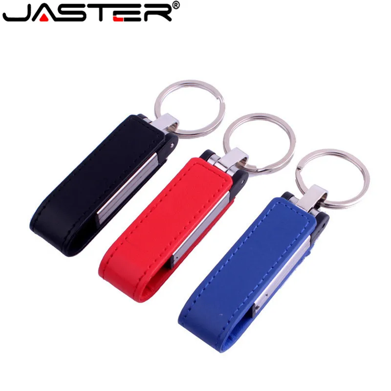 JASTER Leather usb with metal keychain USB Flash Drive Pendrive 4GB 8GB