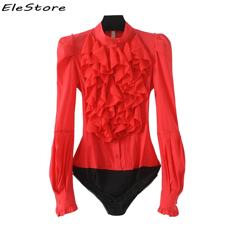 Blouse 2019 Body Shirt Women Blusas Casual Ruffle Bodysuit