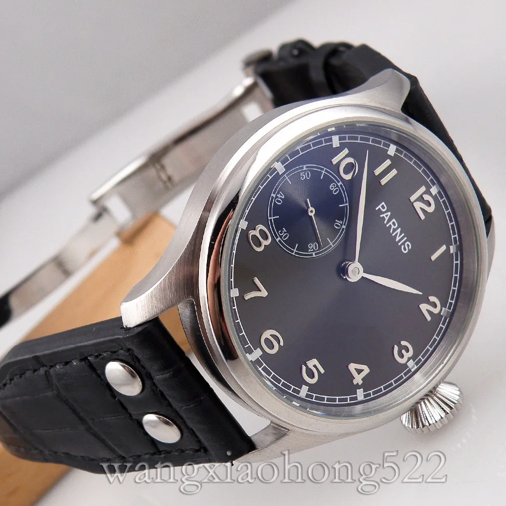

44MM PARNIS Men's Manual Mechanical Watch Black Simple Fashion Watch