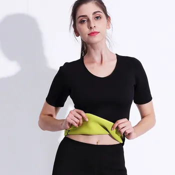 

Slimming Sweat Sauna T-shirt Women Body Shapers Short Sleeve Waist Trainer Shapewear Weight Loss Corset Fitness Fat Burning Vest