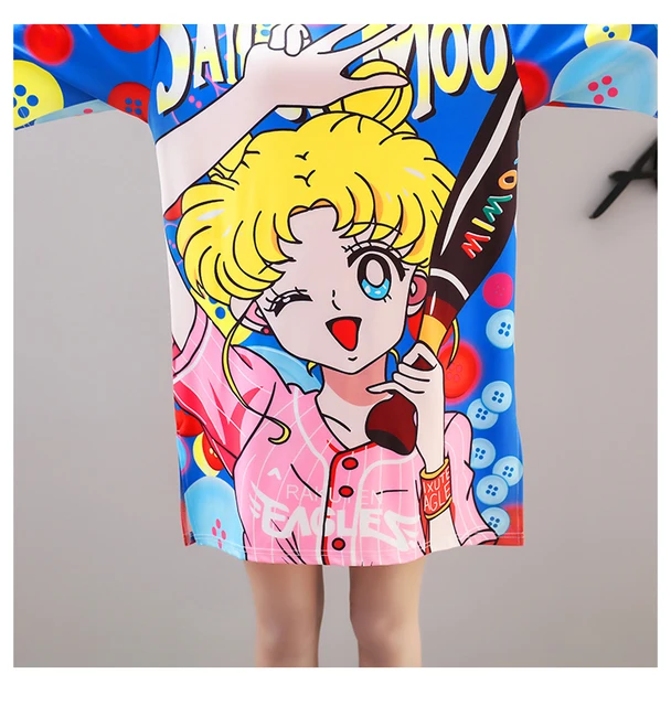 Cool Summer Harajuku Sailor Moon T Shirt Dresses  5