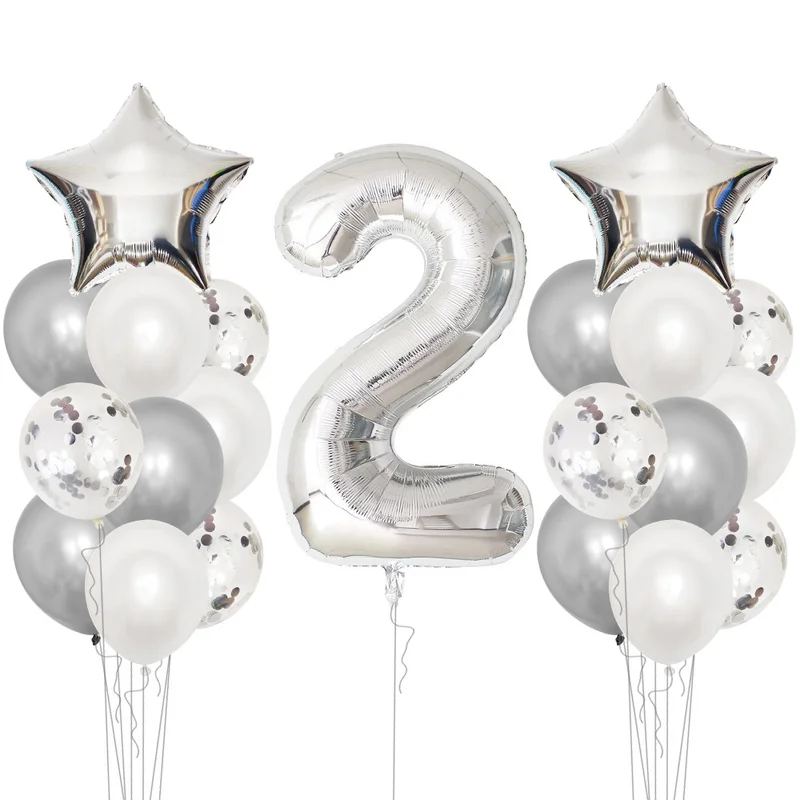 2 года с днем рождения воздушные шары баннер наборы 2th День Рождения украшения мальчик девочка 2 года поставки я два