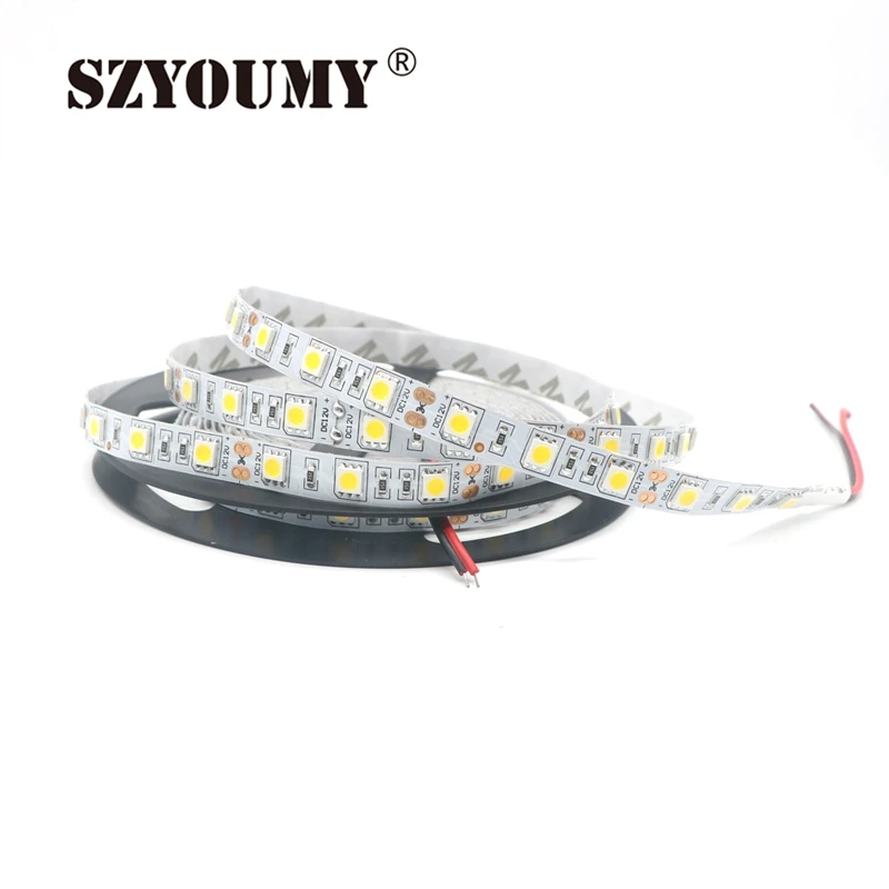 #Best SZYOUMY SMD 5050 LED Strip 5M 60led m DC 12V 24V Flexible Ribbon Diode Tape RGB White Warm White Red Green Blue Yellow Light