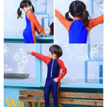 Цельные детские гидрокостюмы для девочек, детский купальник с длинными рукавами, быстросохнущие детские купальники, купальные костюмы, От 4 до 15 лет