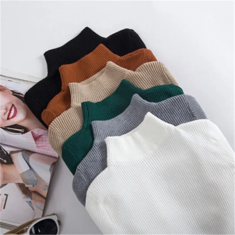 

Winter Korean Sweater Women Turtleneck Pullover Solid Flat Knitted Female 2019 Autumn Slim Bottoming Casual Clothing Femme Tops