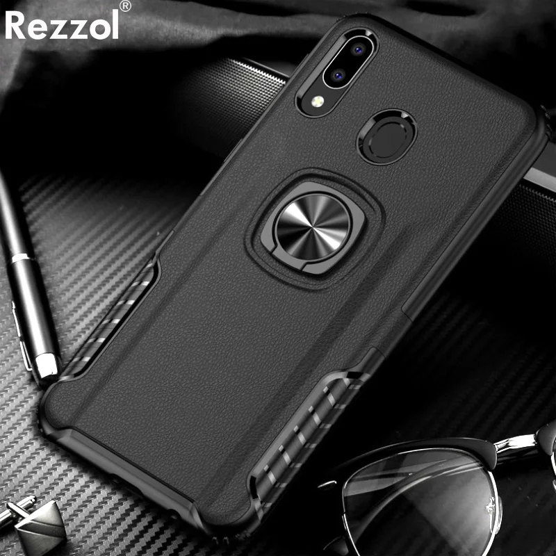 For Samsung Galaxy M20 Case Metal Ring Silicone Car Stand Back Cover for M10 Fundas Holder |