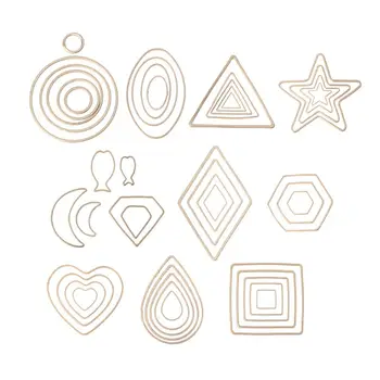 

One Set Round Square Geometric Metal Frame Jewelry UV Resin Charms Bezel Setting