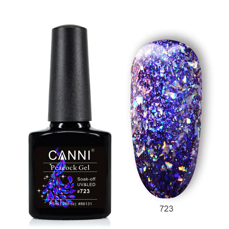 

#86131 Peacock Gel Bling Color CANNI Output Manufacturer Supply 7.3ml Nail Polish Gel Soak Off UV/LED Curing Starry Gel Polish