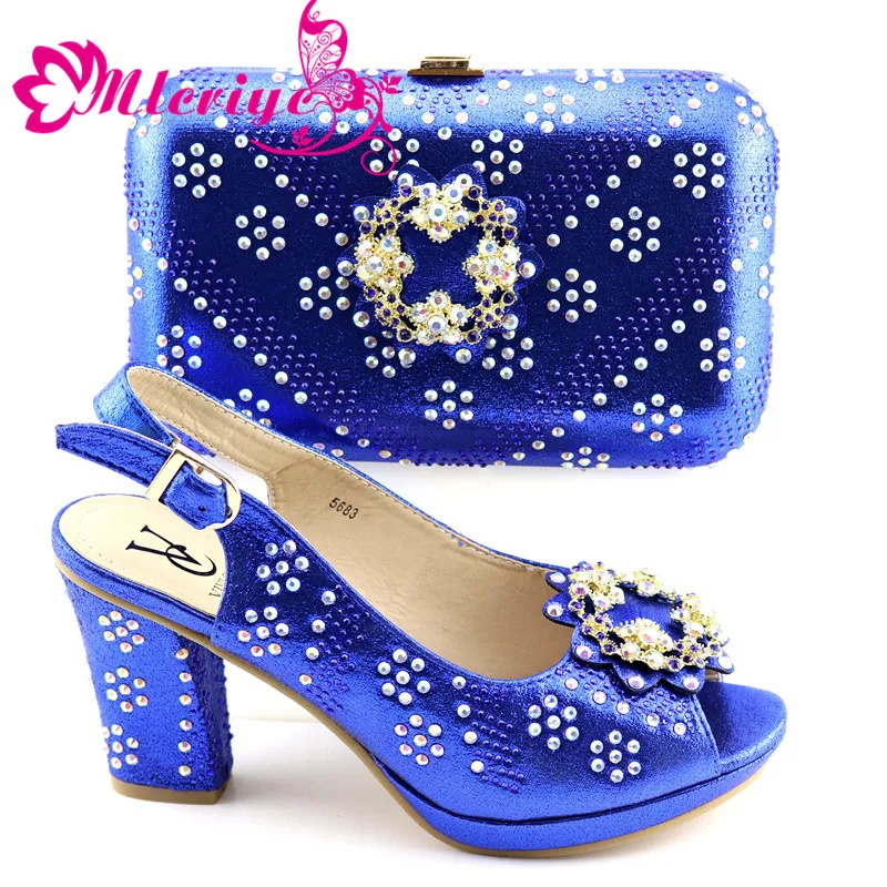 

Italian Matching Shoes and Bag Set African Wedding Shoe and Bag set blue Shoe and Handbag Summer Set Women