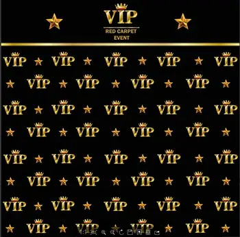 

Golden Crown Star VIP black backdrop Vinyl cloth High quality Computer printed party photo studio background