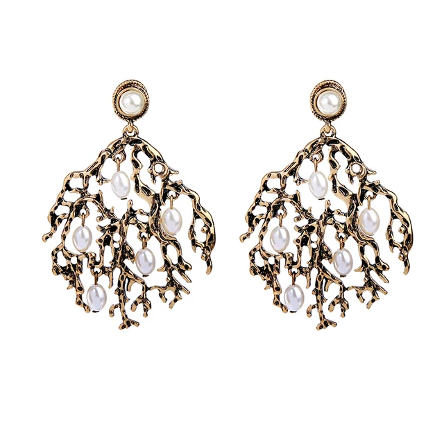 Antique Gold Color Branched Vintage Earrings Online Ping India Antique Gold Color Branched Vintage Earrings Online Ping India Simulated Pearl Women Jewelry