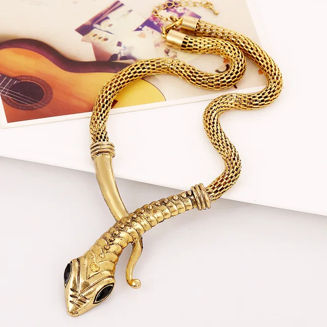 Фото lzhlq рок уличная металлическая змея массивное ожерелье женские цена