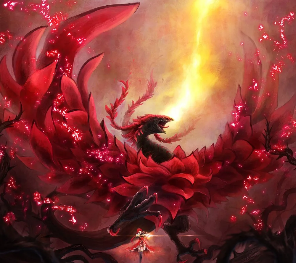 2016 Diamond painting Red flower dragon mosaic stick