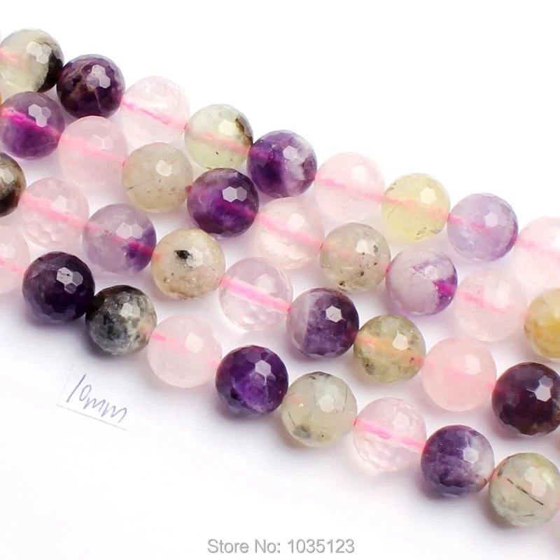 10mm Faceted Natural Stone Round Shape DIY Loose Beads Strand 15