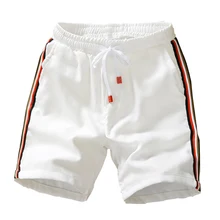 Летние новые модные шорты свободные мужские повседневные шорты полосатые черные, белый шнурок шорты с талией мужские шорты больших размеров 5XL