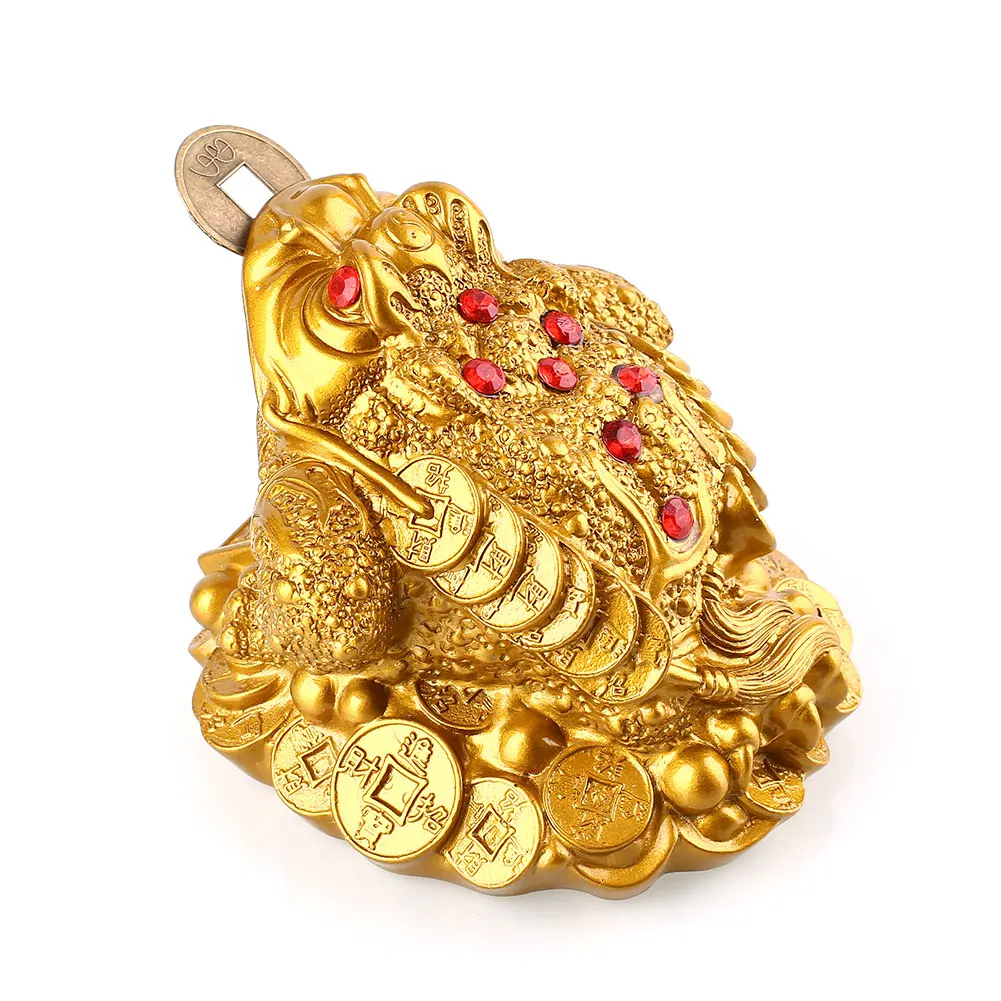 Koop Hars Gouden Pad Ruby Coin Lucky Feng Shui Fortuin Ornament Gift Home Decor Mascotte geluk gift decoratie