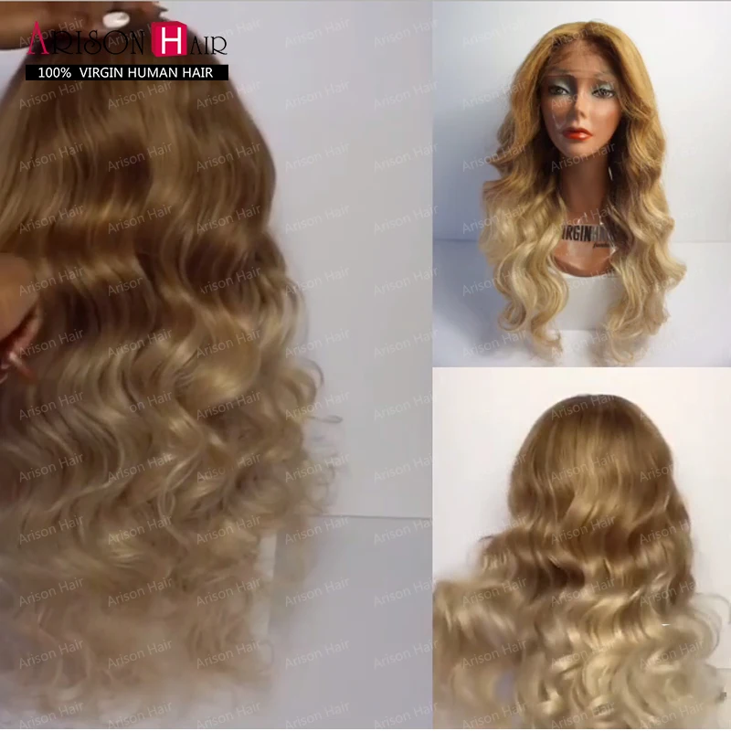 

NEW #33/#613 Full Lace Ombre Wig 130% Density Human Hair Virgin Brazilian Glueless Lace Front Wigs Two Tone wavy On Sale