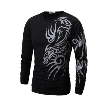 

2019 Famous design New 3D print Phoenix tattoo T-shirts Men's Long Sleeve Cotton O-Neck Hip Hop casual streetwear t shirt men