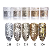 1 коробка шампанского Золотой Серебряный ноготь блестящий порошок 10 мл/коробка мини размер ногти Блестки Блестящий Порошок DIY Дизайн ногтей украшения